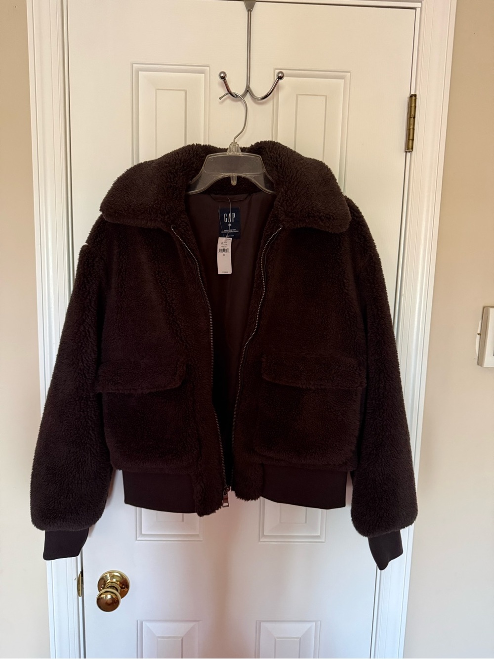 GAP Women's Dark Brown Teddy Bomber Jacket